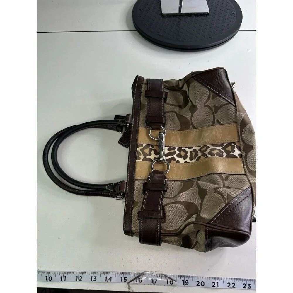 COACH Hampton Logo Stripe Carryall Satchel Handbag Purse  Card Wallet F13072 - Picture 9 of 10